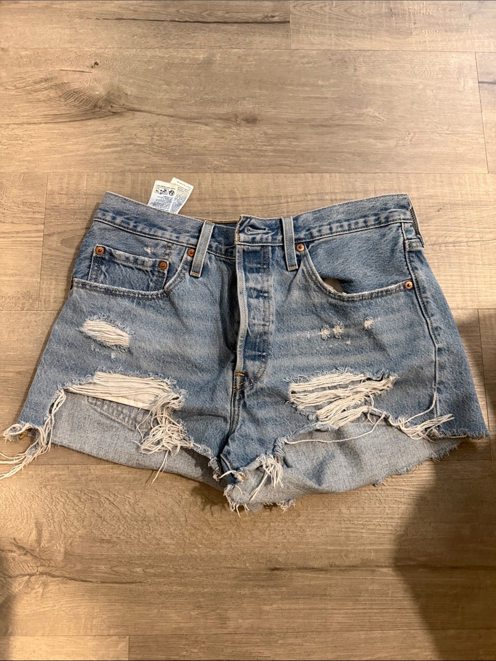 Levi's Light Blue Distressed Denim Cutoff Shorts